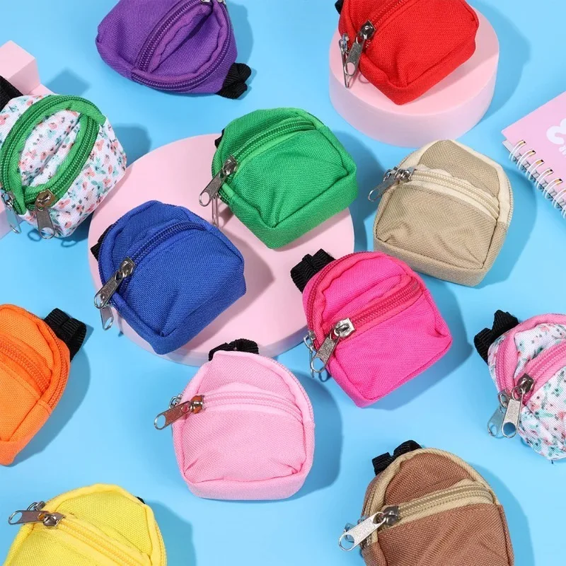 Mini monedero, mochila para muñecas de 15 - 17cm, bonito bolso de lona para mascotas, accesorios de juguete de moda, traje colgante para muñeca, exhibición coleccionable