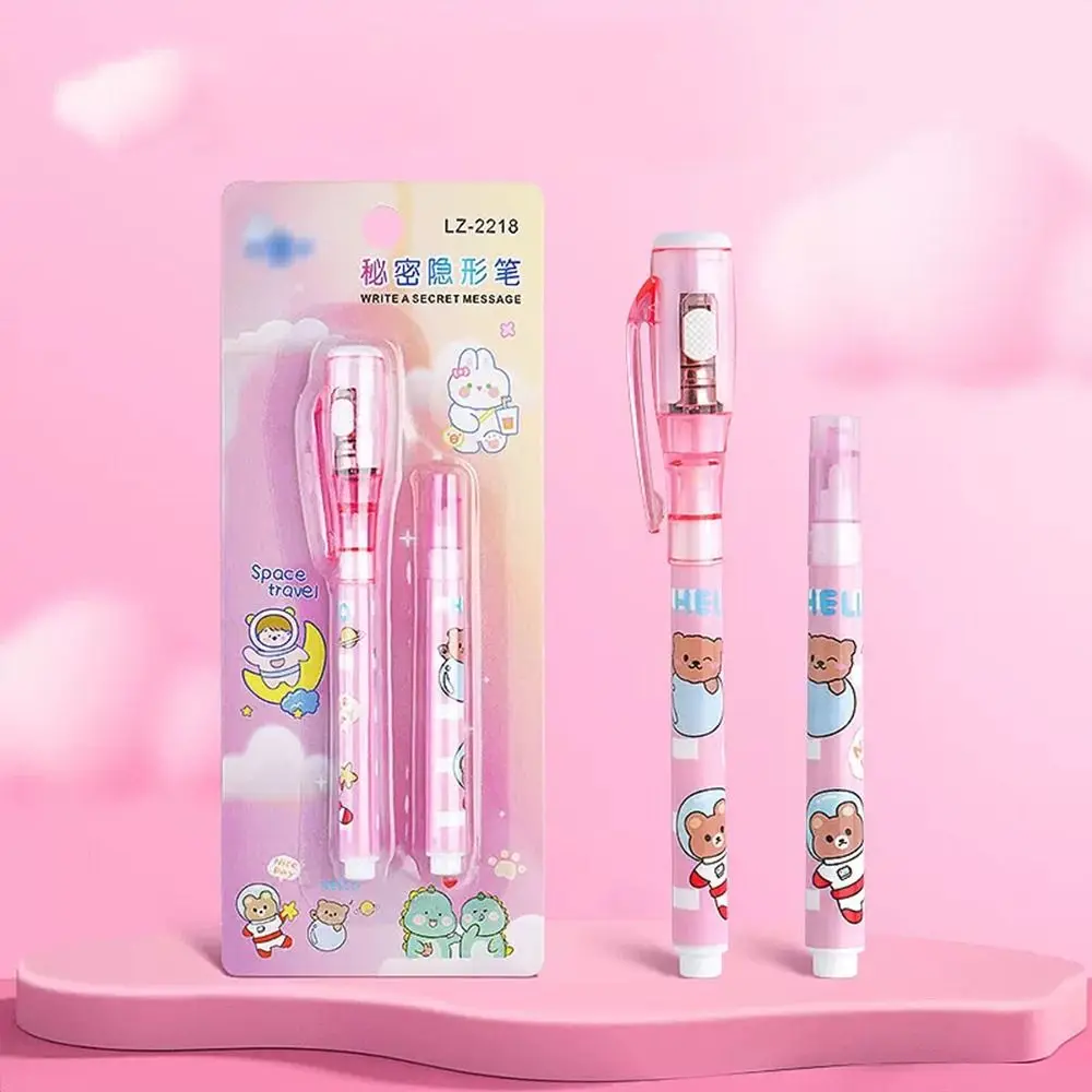Mysteriously Disappearing Invisible Pen With Refills Led UV Lamp With Small Light Cute Invisible Marker Gel Pen Double Head