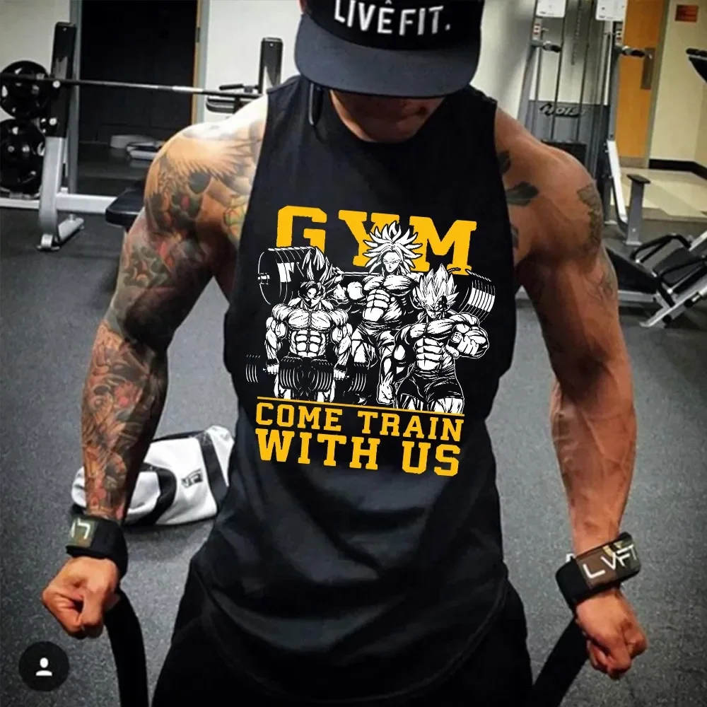 Dragon Ball Men Vest Tank Top Son Goku Vegeta Broly Summer Anime Spring And Autumn Sports Fitness Running Sleeveless Top GYM