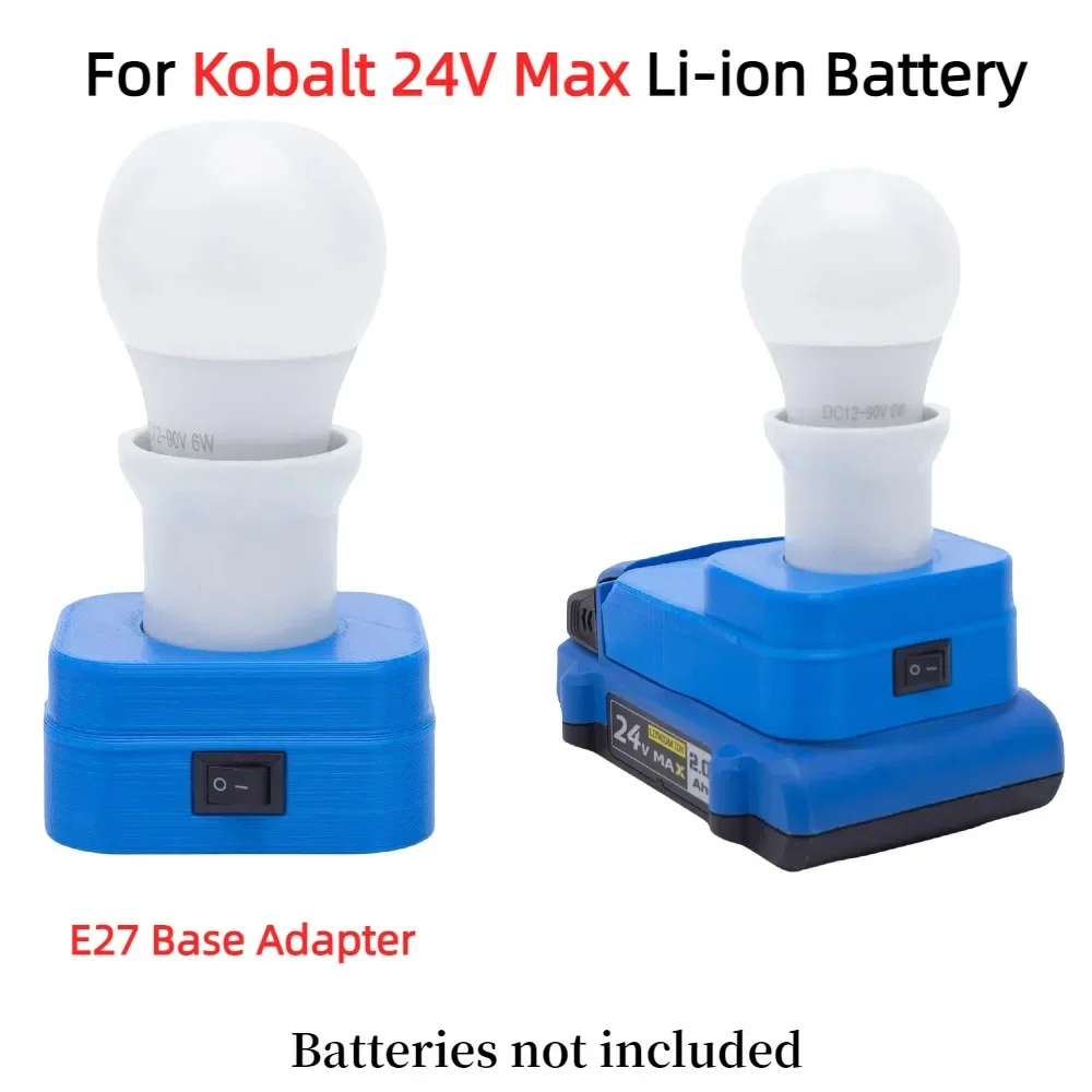 

Portable LED Work Light for Kobalt 24V Max Low Profile Li-ion Battery E27 Base Adapter Wear 5W Ball Bulb for Emergency Light