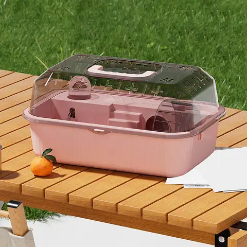 작은 동물 케이지 햄스터 홈 서식지, 휴대용 핸들 디자인 애완 동물 집 쥐 Gerbil 마우스 고슴도치를위한 애완 동물 캐리어