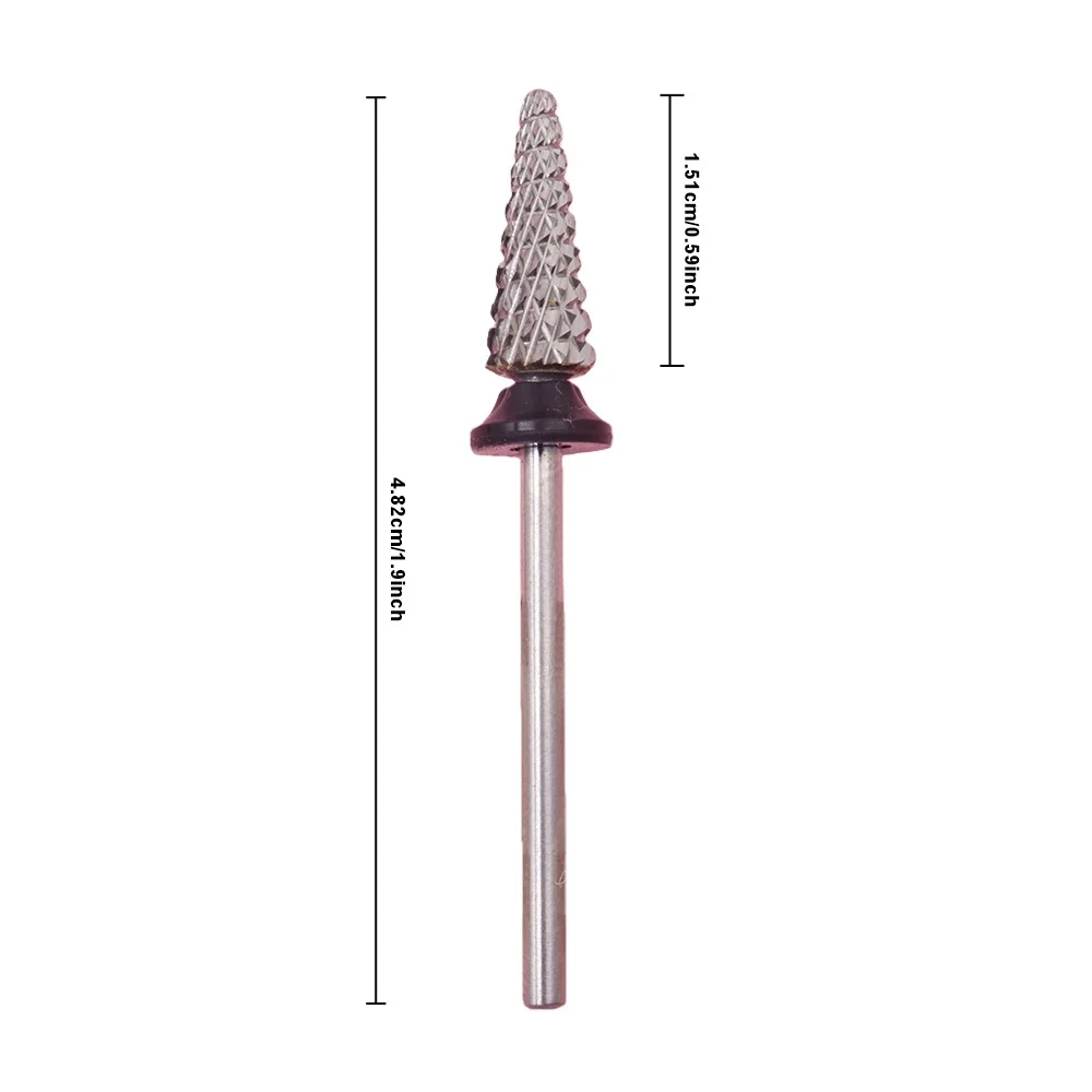 Punta da trapano per unghie in acciaio al tungsteno a forma di cono da 1 pezzo, testa di lucidatura per la rimozione dello smalto Punta da trapano per unghie in carburo da 2,35 mm