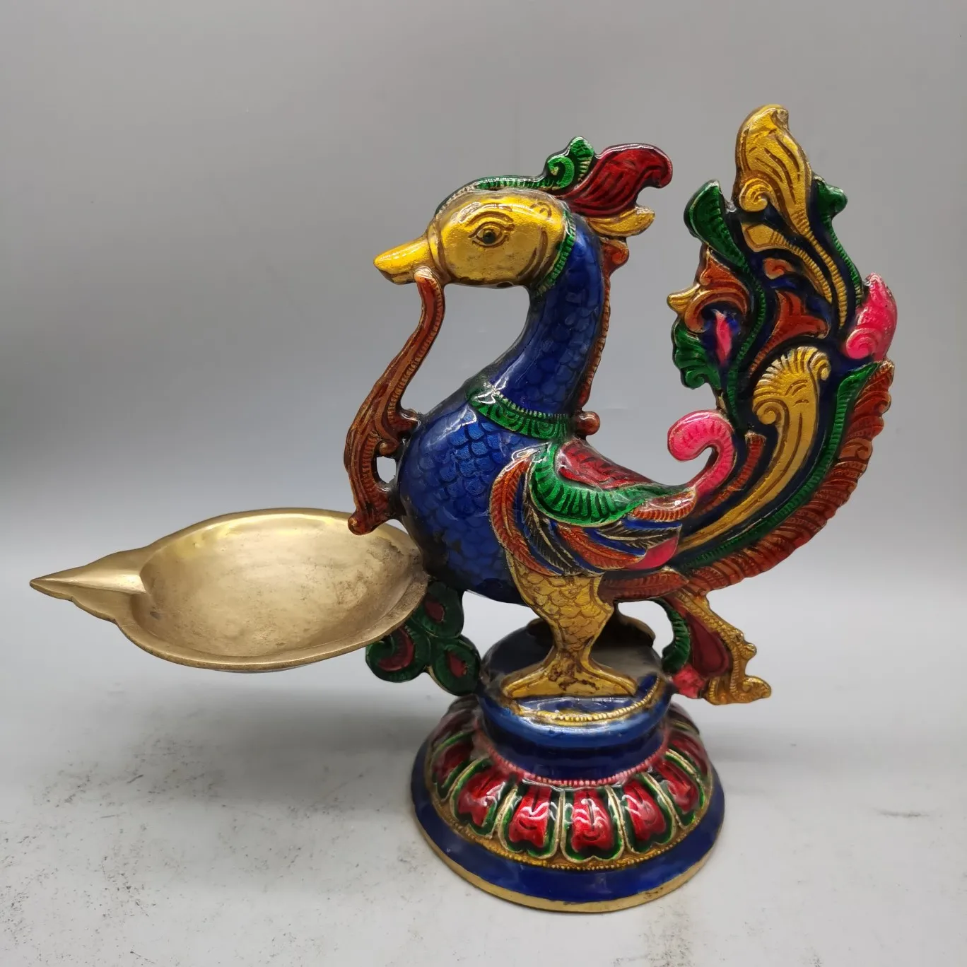 

China exquisite cloisonne phoenix bird oil lamp ornaments home decoration