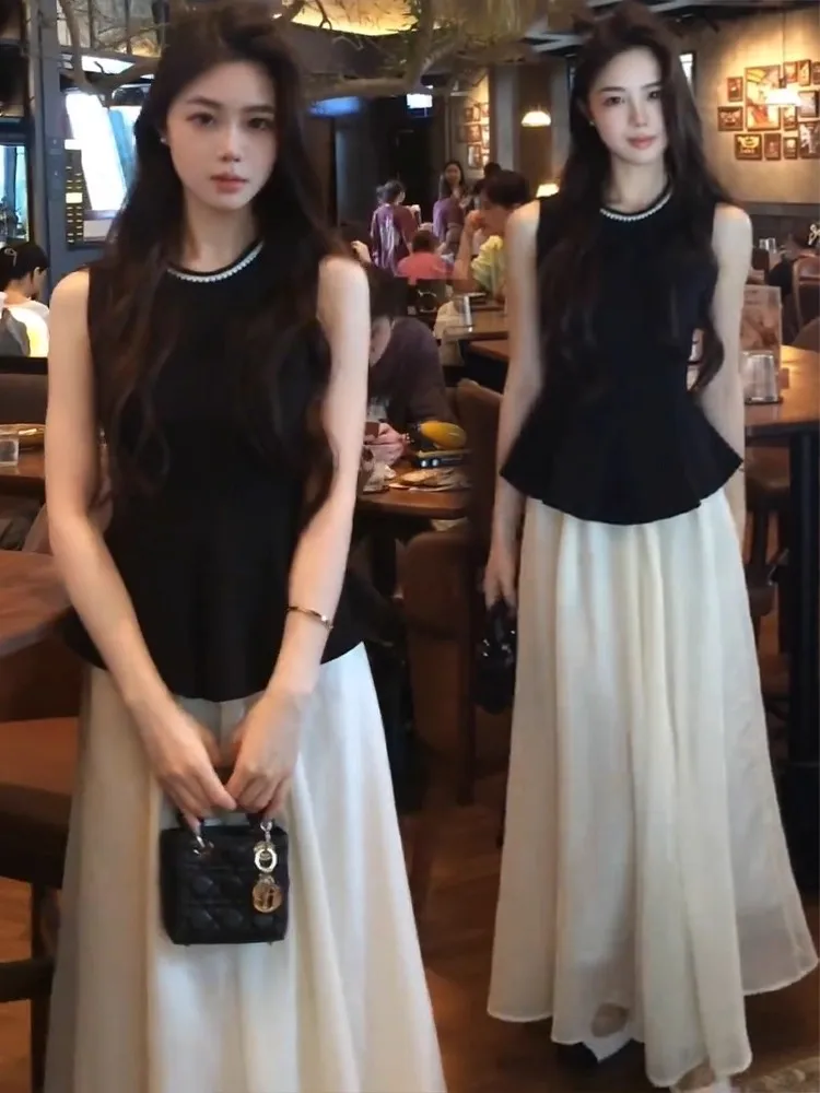 

Faionable Hong Kong Summer Dr Set Женская утягивающая круглая юбка Ne Svel f Комплект из двух предметов из полиэфирного волокна ort ...