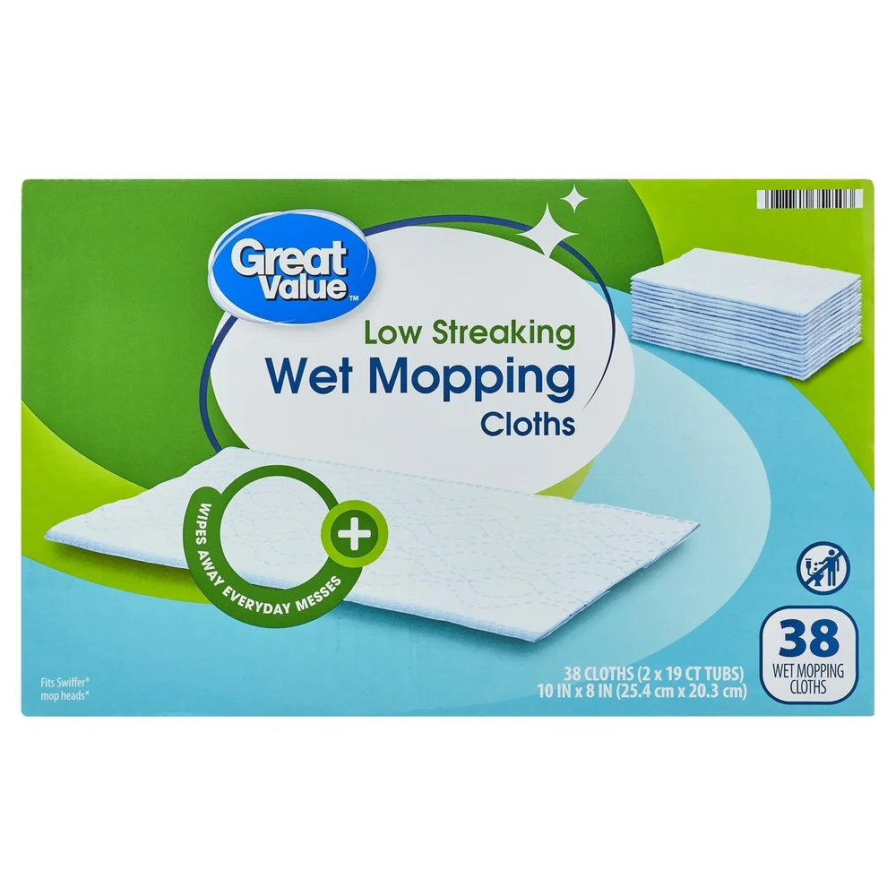 Low Streaking Wet Mopping Cloths 38 Count Compatible with Swiffer Quick Cleaning Solution Hardwood Tile Vinyl Laminate Surfaces