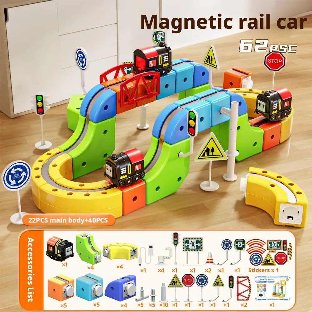 

Magnetic Magic Building Blocks Train Set Stem Educational Toy With Easy-Connect Tracks & Accessories Diy Learning Toy For Kids
