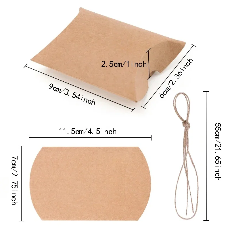 50/100PCS Pillow Candy Paper Box Kraft Paper Packaging Box Used For Candy Jewelry Gifts Wedding Party Decorations Equipped
