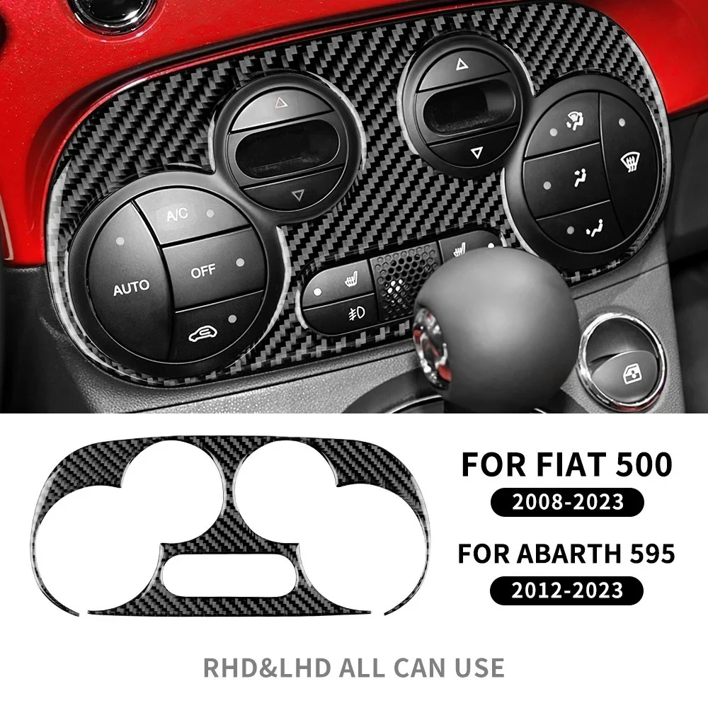 For Fiat 500 2008-2024 Abarth 595 2012 2013 2014 2015 2016-2024 Abarth 695 2017-2024 AC Control Frame Soft Carbon Fiber Stickers