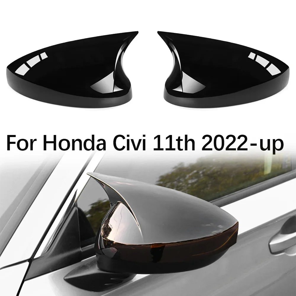 2pcs Rearview Mirror Cover Caps For Honda Civic 11th 2022-up Side Wing Rear view Covers Shell Cap Housing No Turn Signal Light