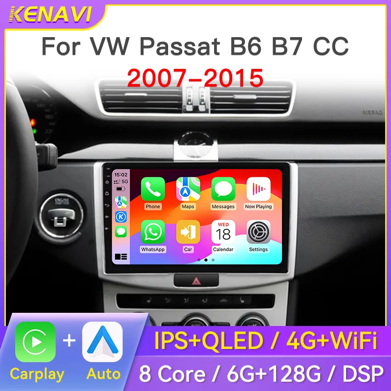 2 Din Android Car Stereo Radio For Volkswagen Passat B7 B6 CC 2007-2015 Multimedia Player RDS GPS Navigation Carplay Auto Screen