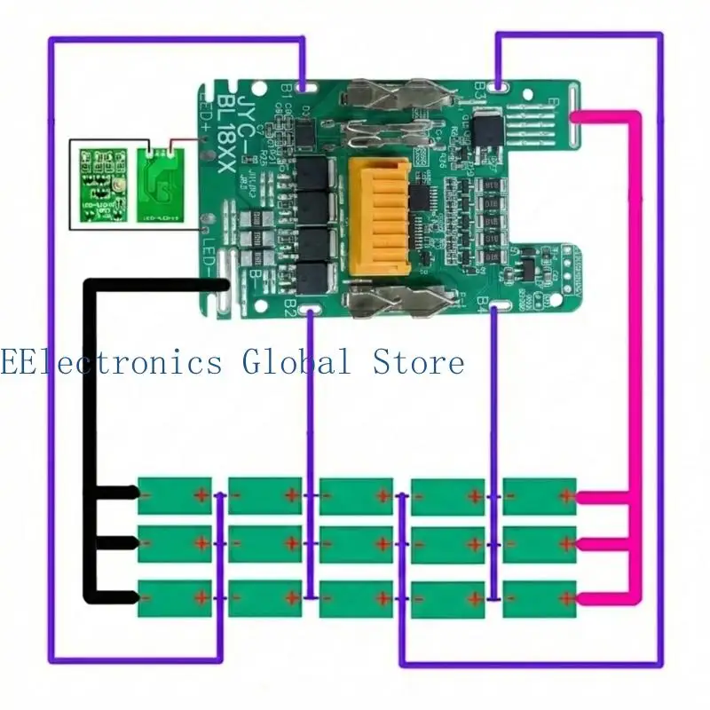 462B 10x18650 Battery Housing Replacement with Circuit Board, Transparent Shell Case for 18V 6.0Ah Power Tool Battery Pack