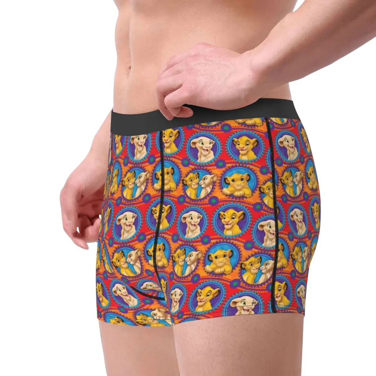Novedad personalizada, Boxers de película del Rey León, pantalones cortos, bragas, calzoncillos masculinos, calzoncillos cómodos con patrón Retro Simba, ropa interior