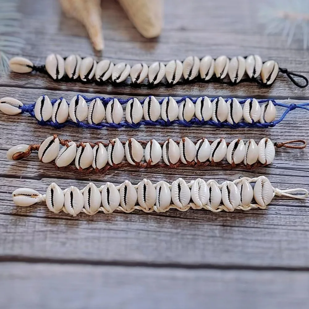 Originalità braccialetto di conchiglia bohémien intrecciato conchiglia corda di cera conchiglia braccialetto gioielli da spiaggia