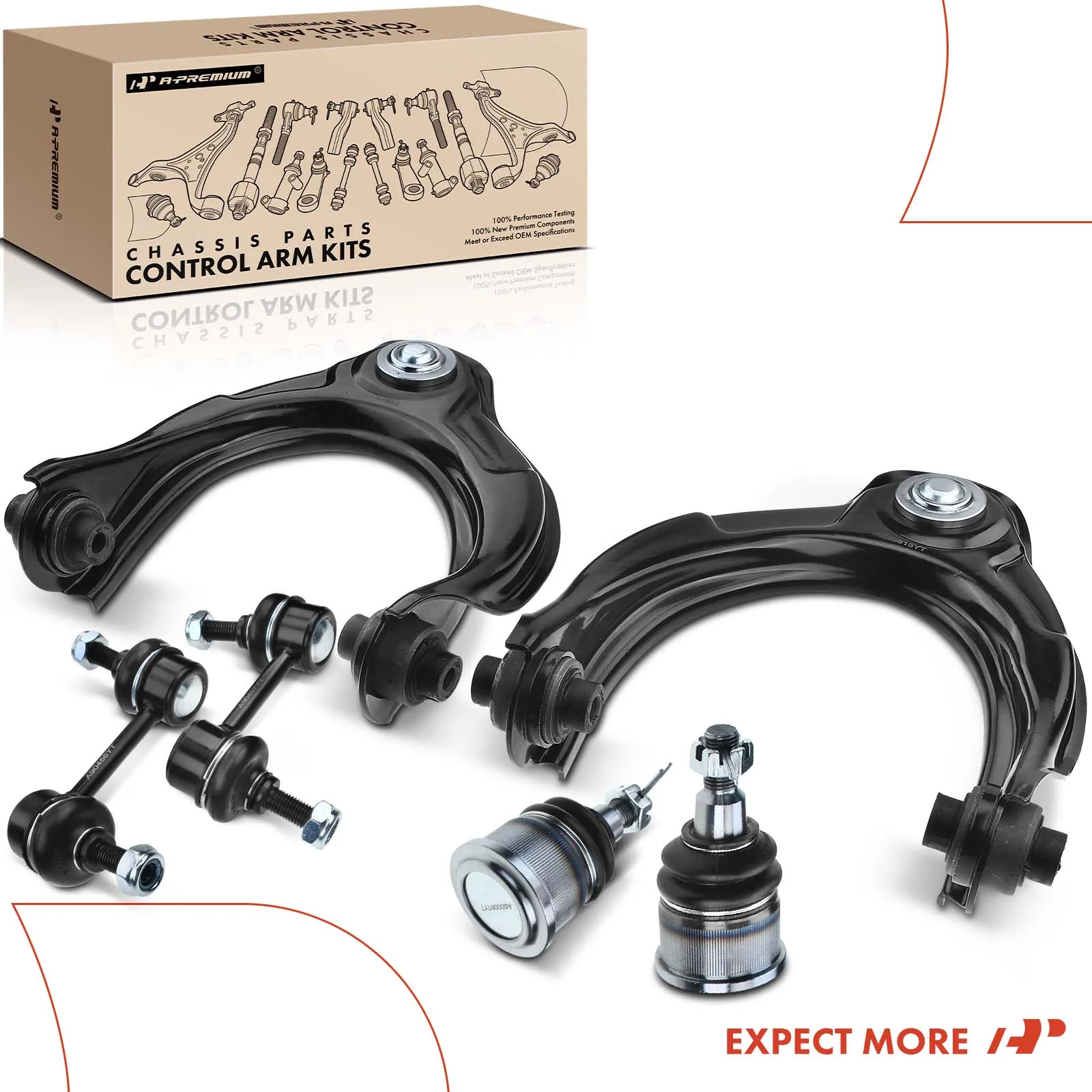 A-Premium 6x Front Upper Control Arm with Ball Joints Sway bar link for Honda Accord 2008-2012 Acura TSX 2009-2014