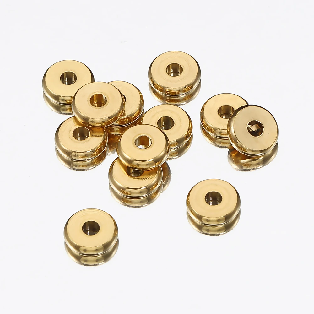 100 Stück Edelstahlperlen, flache runde Perlen in Goldfarbe, lose Abstandsperlen für DIY-Armbänder, Halsketten, Schmuckherstellung, Großhandel – Detail 7