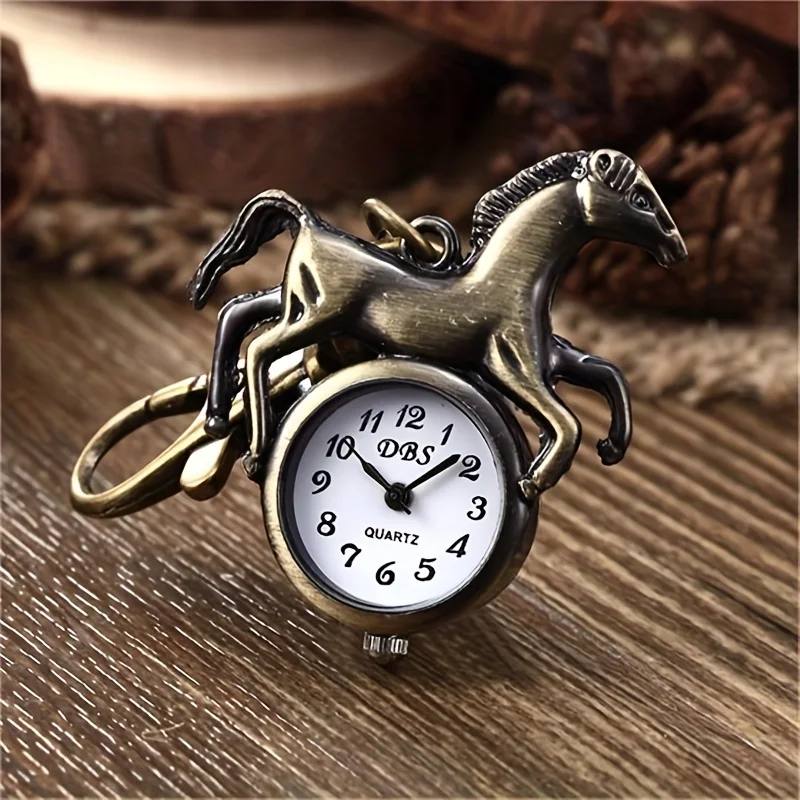 ساعة سلسلة مفاتيح برونزية عتيقة ، ساعة كوارتز للفتيان والفتيات ، حقيبة مدرسية ، هدية إبداعية #1