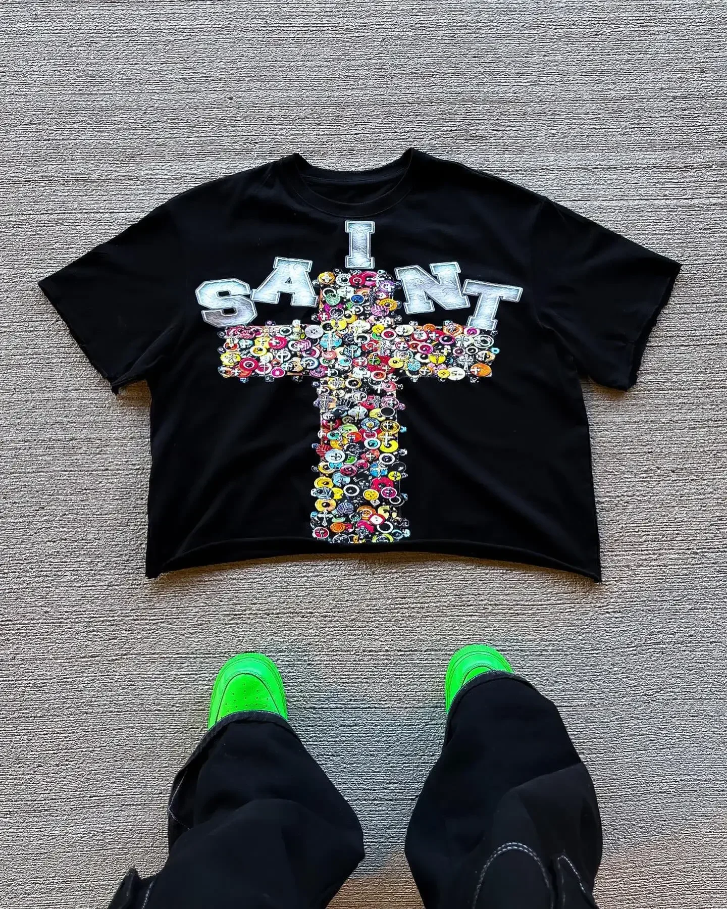 

Streetwear Men Women Harajuku Retro Cross Pattern Print Oversized T-Shirt Goth Casual Cotton Drop Sleeve Short Sleeve Top
