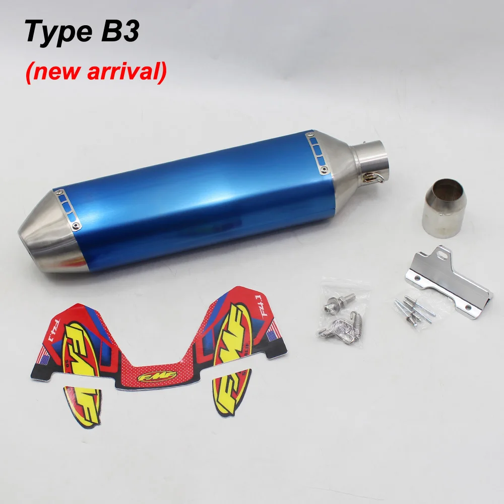 Länge 470mm Einlass 51mm Motorrad-Auspuffrohr FMF 4T Schalldämpfer mit Halterung Universal Motorrad Motocross Roller Auspuff Moto