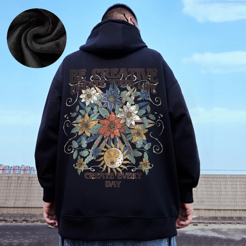 

Casual Style Fashion Sweater Hooded Autumn And Winter Literary Trend New Men's Pullover Popular Print And Plush