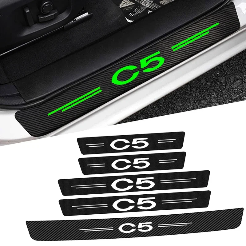 Luminous Car Door Sill Protector Plate for Citroen C5 Logo Picasso Saxo DS1 Berlingo Xsara Rear Trunk Bumper Threshold Stickers