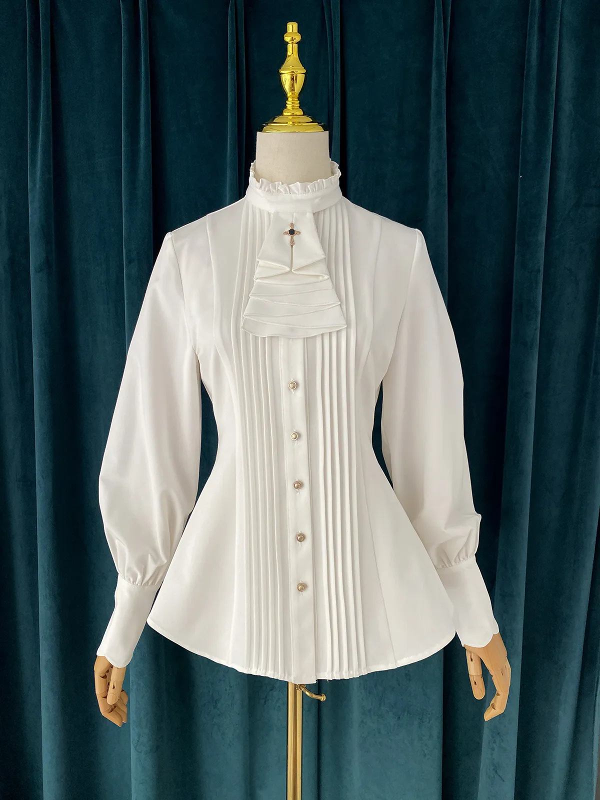 Silence Poem - Chemise classique Lolita à manches longues, Jabot détachable par Little Dipper PRÉCOMMANDE / 20 jours