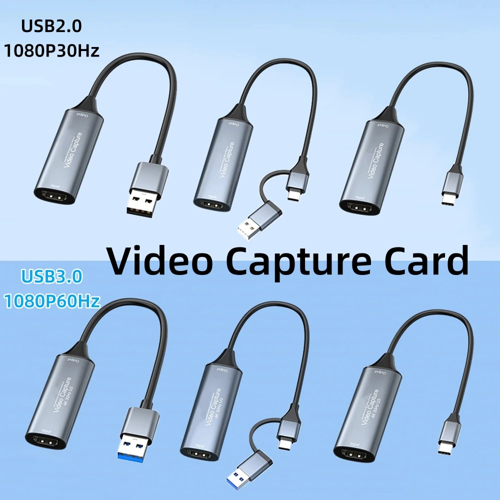 

USB2.0 USB3.0 Type-C Capture Card 4K HDMI-compatible Video Grabber 1080P Game Recording Camera Live Streaming for Desktop Laptop