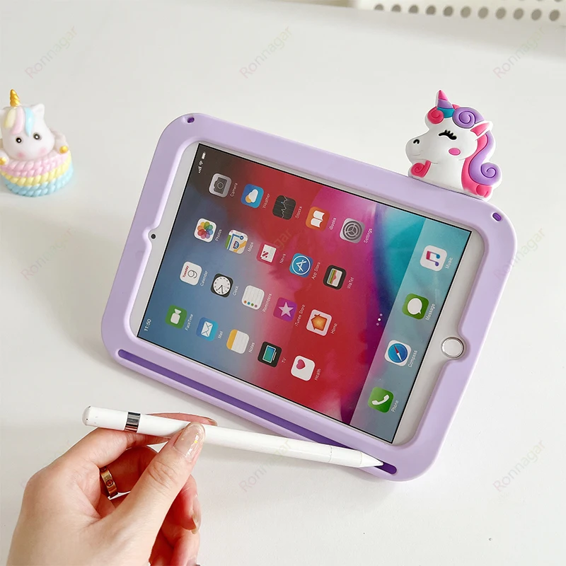 3D Cute Unicorn Case for iPad 9th/8th/7th Generation Case 10.2 inch iPad Air11 2024 iPad pro11 M4 Cartoon Kids Teens Boys Girls