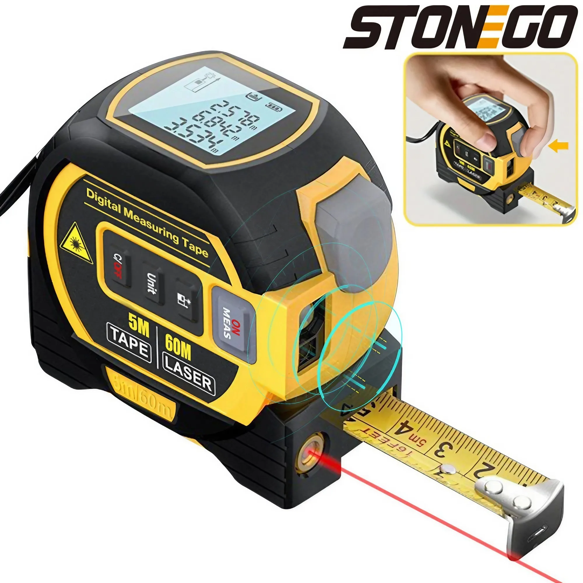 40m/60m 3 in 1 High Precision Laser Rangefinder Tape Measure Cross-hatch Ruler Infrared Intelligent Electronic Measuring Device