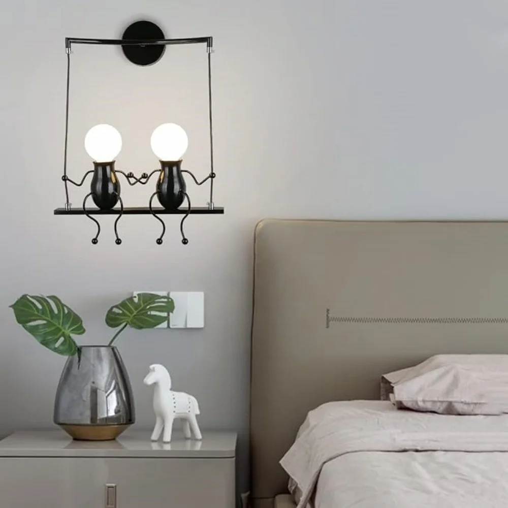 Humanoid Creative Wall Light Modern Simple Wall Sconce Art Iron Holder Wall Lamp for Bedroom Bedside Stairs Hallway Restaurant