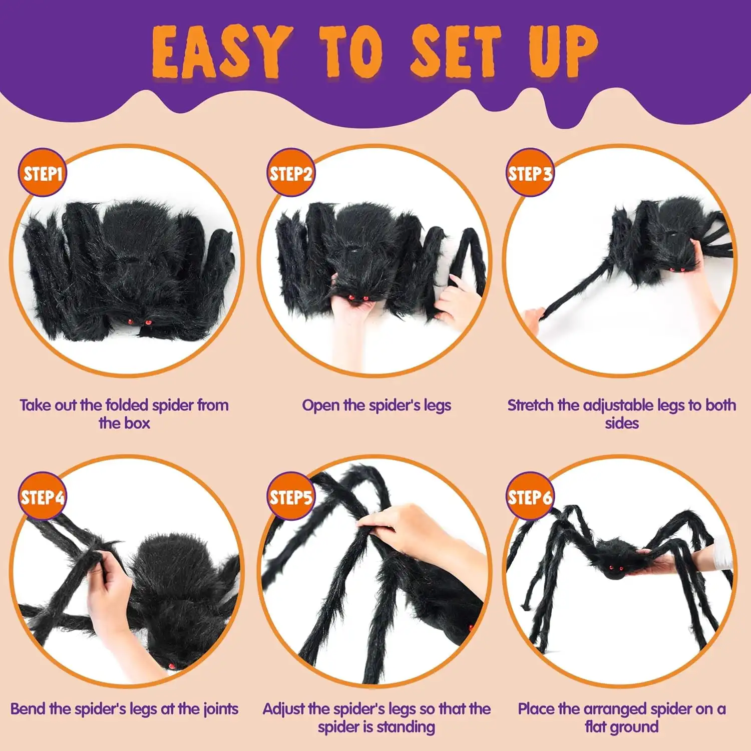Joyfy 5 ft Giant Spider Halloween Decorations Scary Spider Halloween Outdoor Party Decorations Props Halloween Yard Decorations