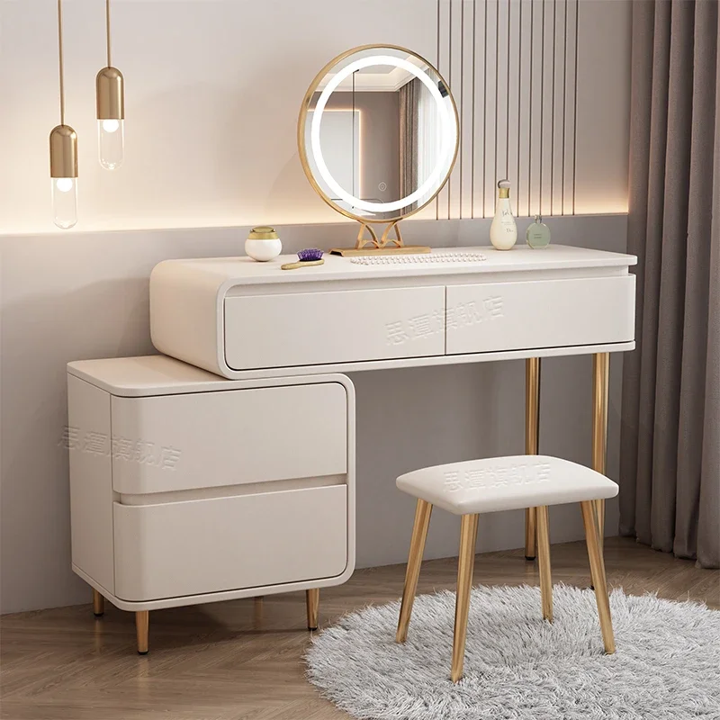 JJItalian Makeup Mirror Table Dresser Bedroom Modern Simple Chest Integrated Solid Wood