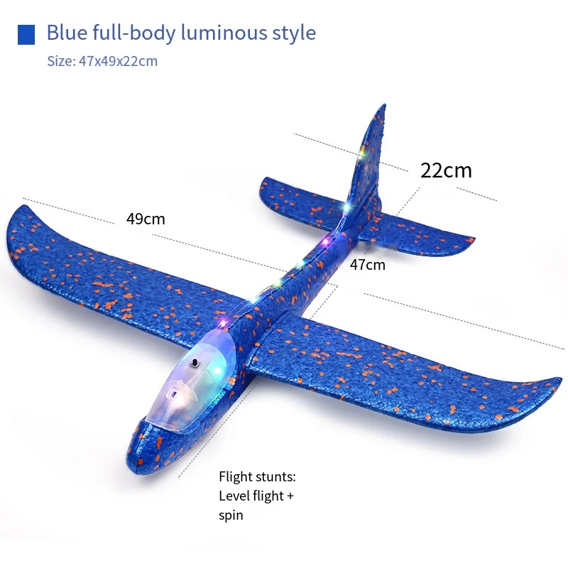 

49cm Large LED Foam Airplane - Hand Thrown Boomerang Plane Model, Outdoor Kids Toy, Wholesale for Street Stall
