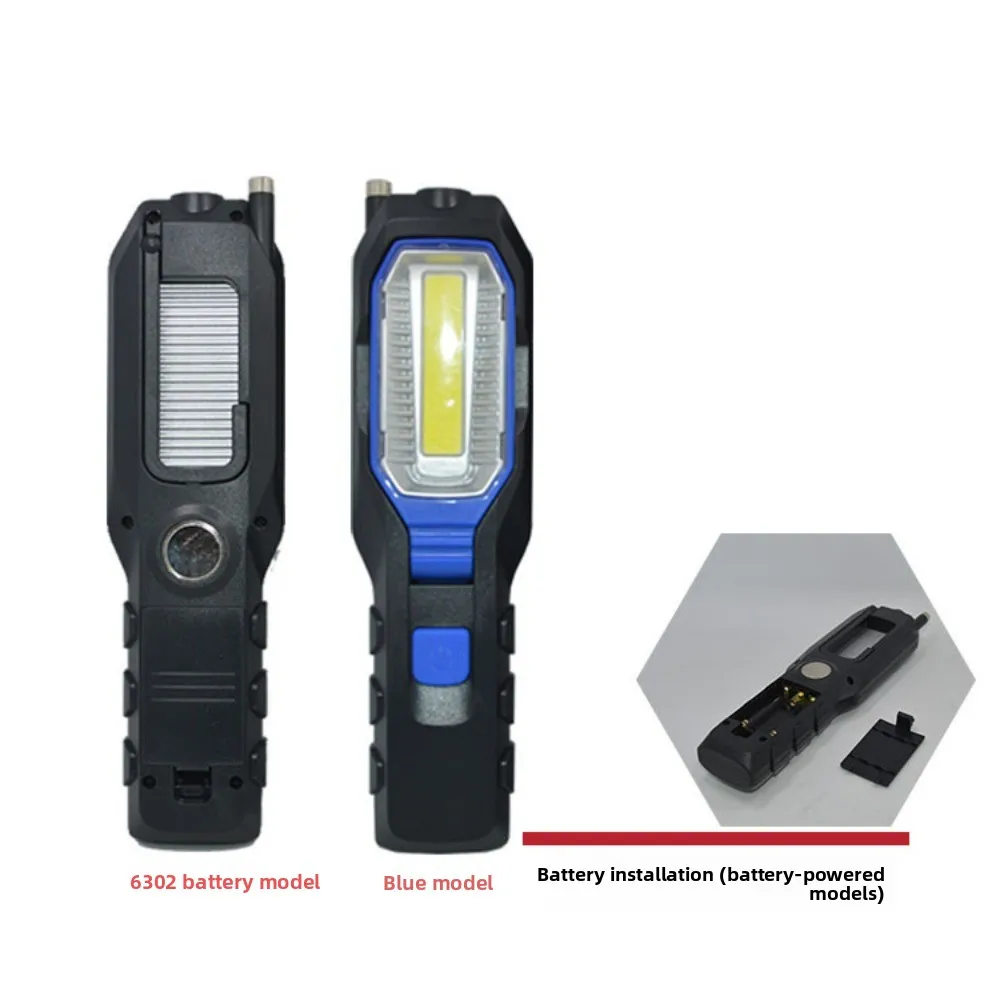 مصباح فحص السيارة القابل لإعادة الشحن عبر USB، مصباح LED فائق السطوع مع خطاف ومغناطيس، ضوء عمل للطوارئ مقاوم للصدمات