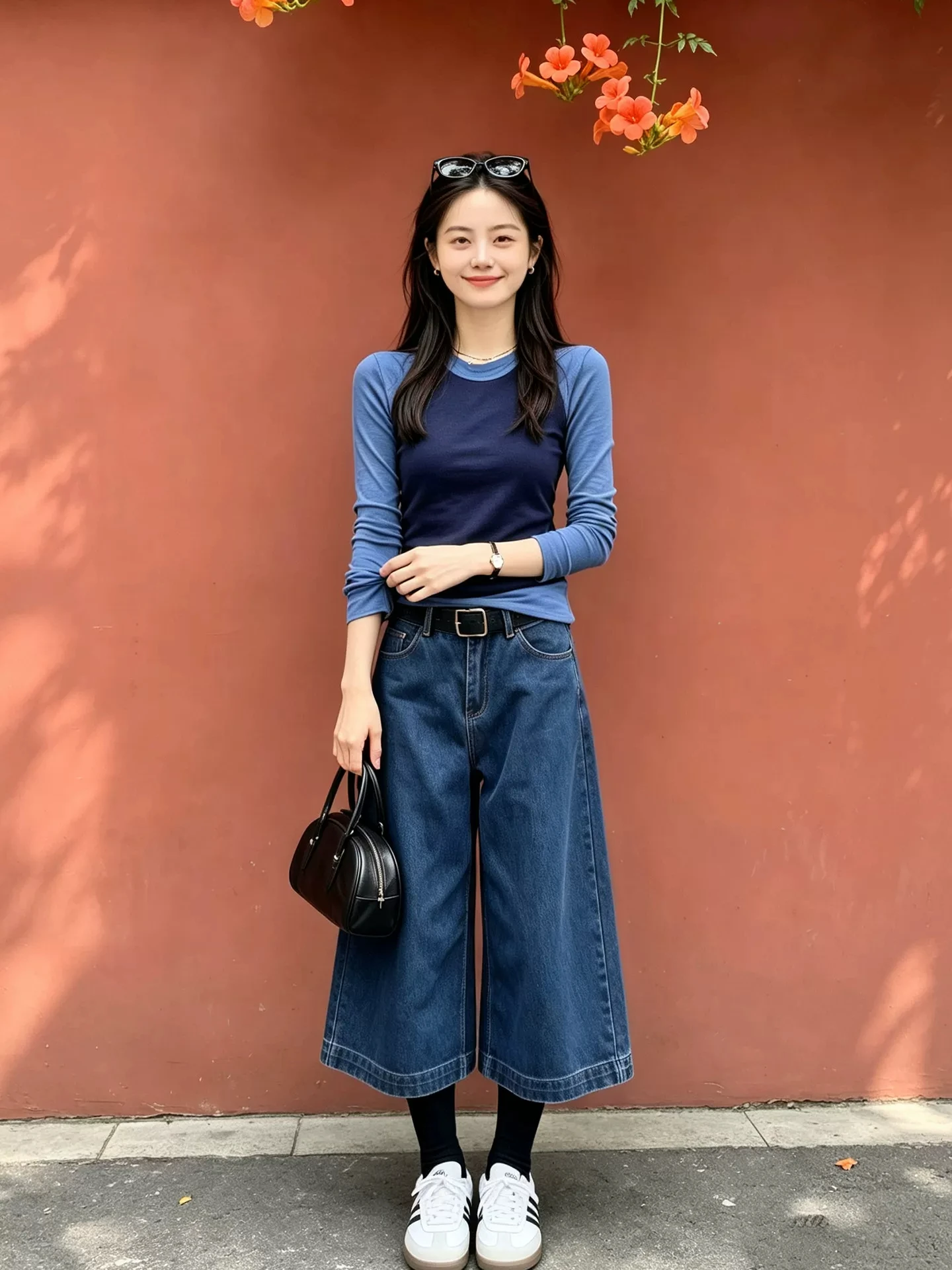  Long Sleeve round Neck T-Shirt Set Korean Style Vest Two-Piece Set for Slimming Effect Early Autumn Fashion Ladies