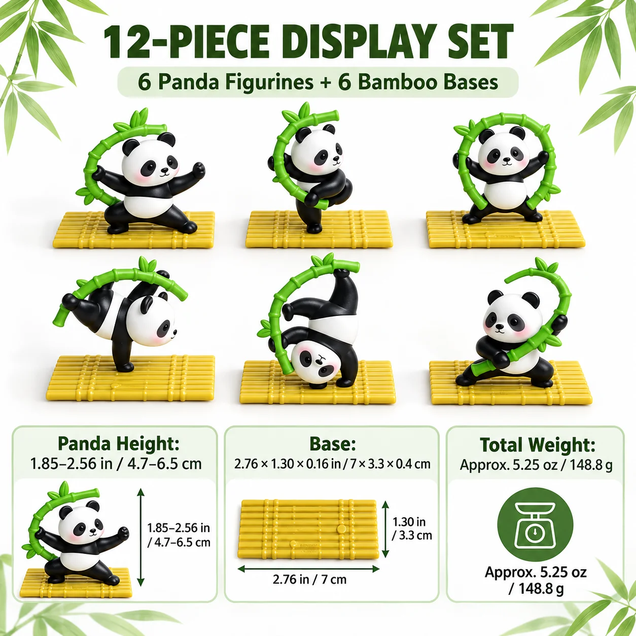 6Pcs Cute Martial Arts Panda Figurines Miniature DIY Desk Ornament Micro Landscape Office Home Decor Gift