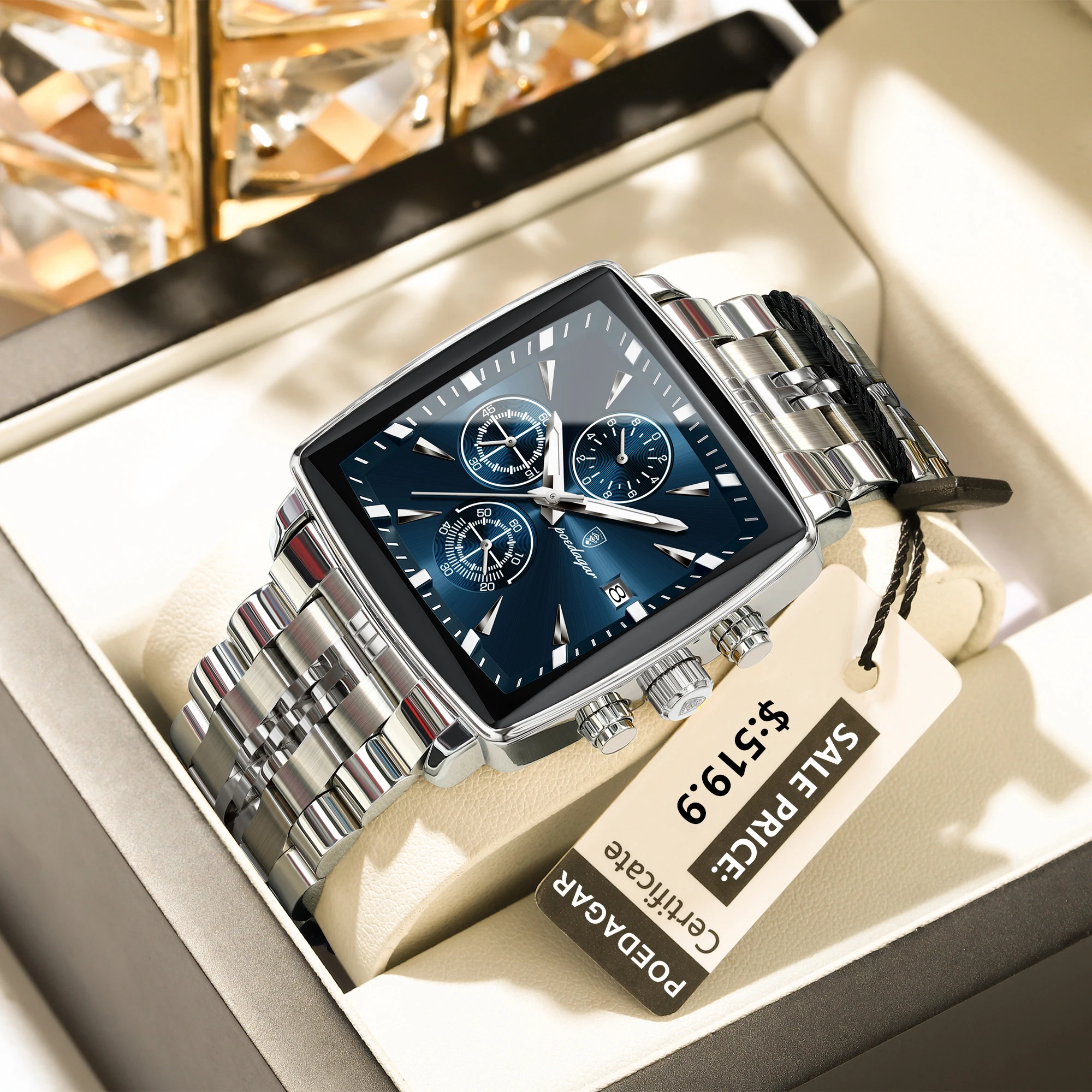POEDAGAR New Fashion Men Watch Chronograph Date Waterproof Luminous Male Watch Stainless Steel Luxury Men's Quartz Watches Reloj