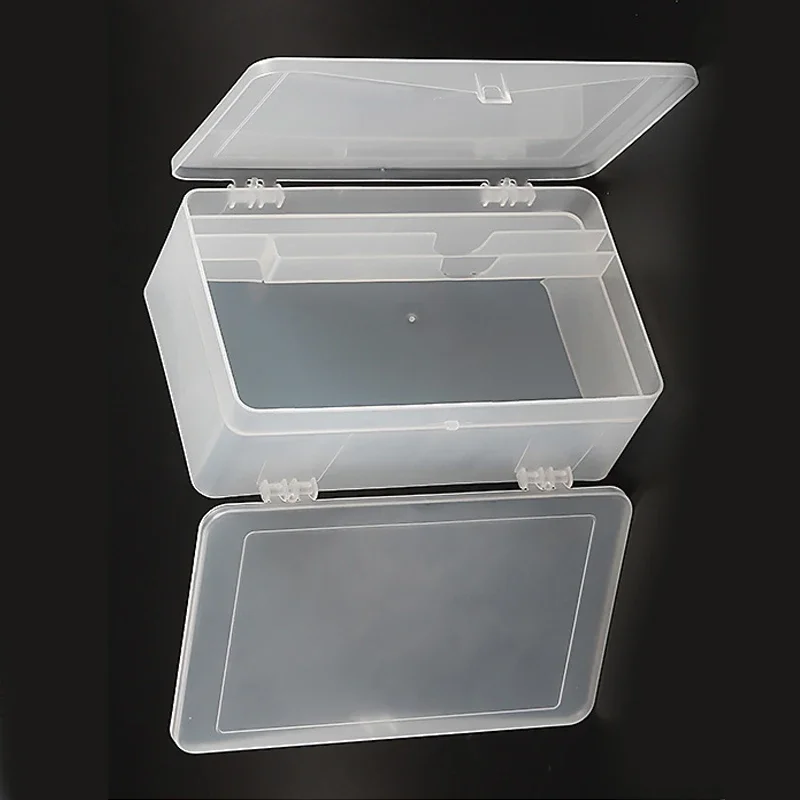 Boîte de rangement rectangulaire à Double couche pour outils de Nail Art, 1 pièce, organisateur pour pincettes, tondeuses, stylos, tampons de polissage, limes, brosses