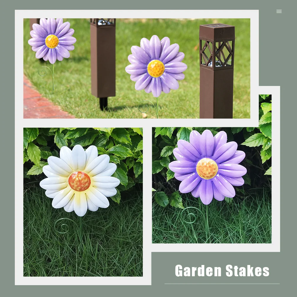 

2pcs Premium Iron Flower Stakes Weather Resistant Garden Lawn Decorative Stakes Spring Floral Ornament Metal Yard Decoration