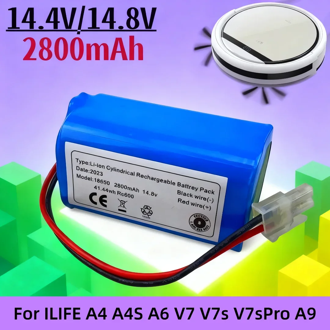 

НОВЫЙ литиевый аккумулятор 14.8V 2800mAh для робота-пылесоса ILIFE A4 A4s V7 A6 V7s Plus, ILife 4S1P, реальная емкость