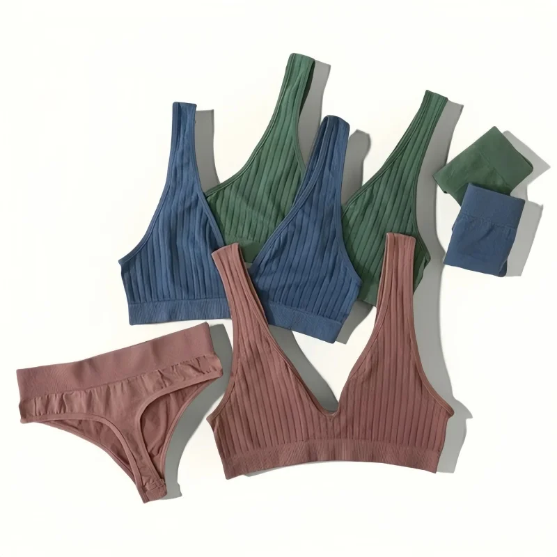 Seamless Bra And Panties Set Push Up Bras Women Sexy Lingerie Female High Waist G-String V-neck Brassiere Underwear Set