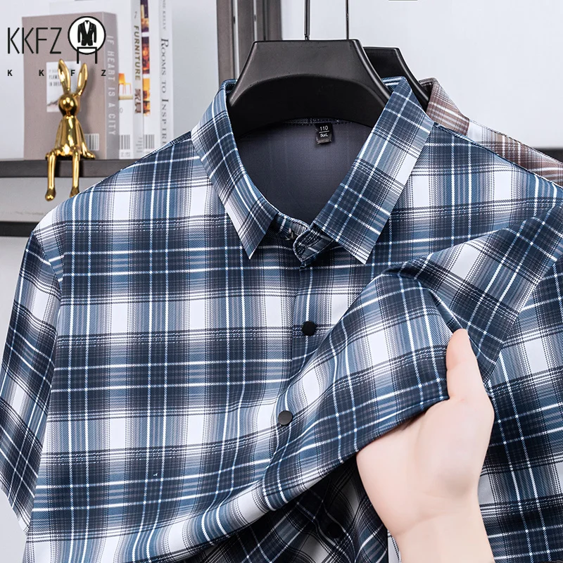 

Mens Plaid Short Sleeve Shirt Casual Button Down Turn Down Collar Soft Breathable Wrinkle Resistant Fabric For Daily Business