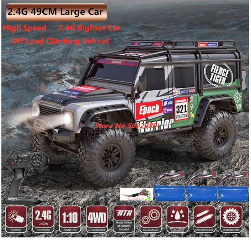 49センチメートル大1/10 2.4グラム4WD rcレーシングカーフル比例ロッククローラーピックアップオフロードのリモートコントロールトラックledナイトライトギフト