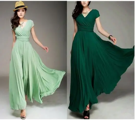 Fashion Summer Boho Beach Chiffon Dress Elegant Short Sleeve Sundress Solid Ladie Long Maxi Dress Holiday Plus Size 5XL