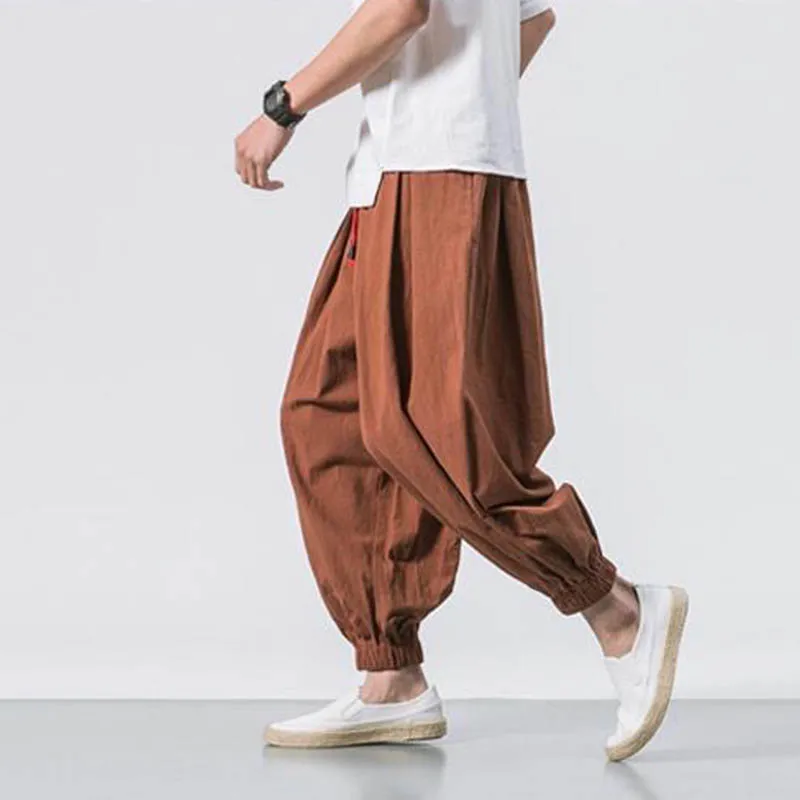 Men's loose large size casual wide leg pants Harun lantern trend brand spring and autumn nine-point pants