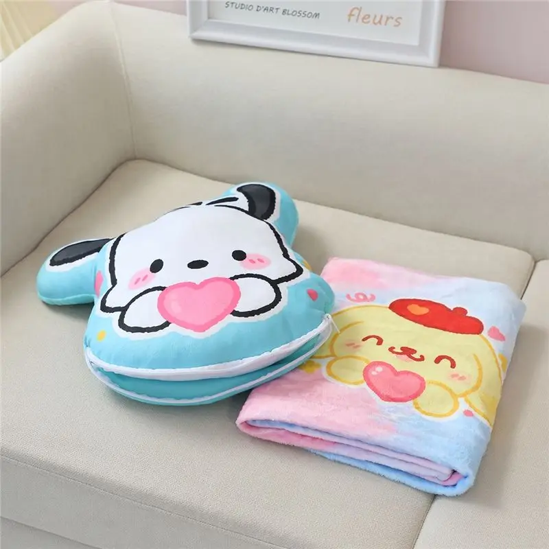 

Sanrio Bixin Pillow Cute Cartoon Hello Kitty Kuromi My Melody Cinnamoroll 2-in-1 Blanket Throw Pillow Nap Blanket Gift for Kids