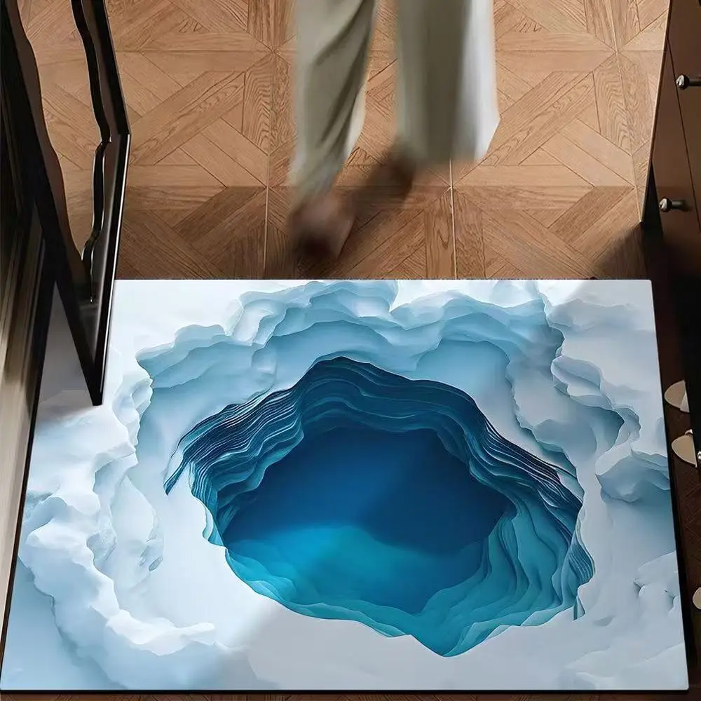 Decorative 3D Visual Print Rug Non Slip Entrance Mat Washable Polyester Floor Carpet American Style For Home Bedroom