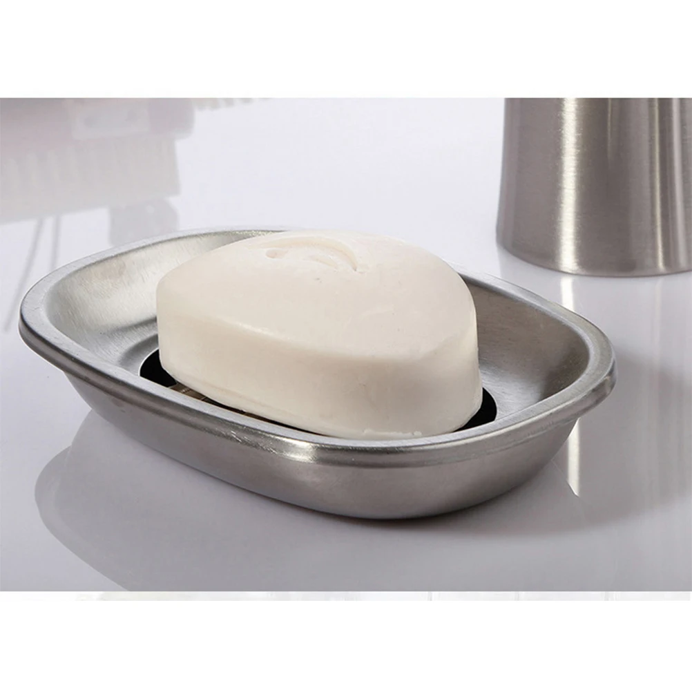 

Oval Soap Dish Tray Double Layer Stainless Steel Draining Holder for Bathroom Kitchen Shower Soap Case Organizer