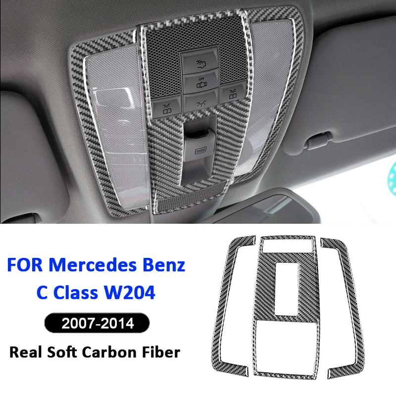 

For Mercedes Benz C Class W204 2007-2014 Carbon Fiber Car Roof Reading Light Panel Frame Decorative Modification Sticker