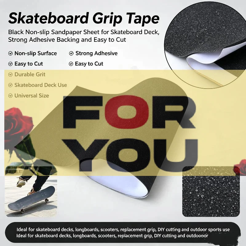 【OD】1Pcs Non-Slip Sandpaper Pedal Sticker 81x21cm Self-Adhesive Skateboard Grip Tape For Skateboard Longboard Anti-Skid Sport