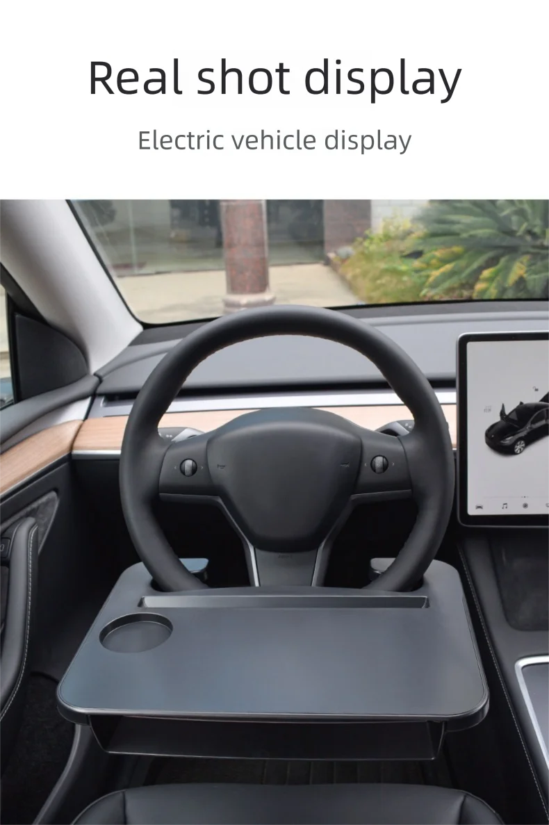 Universeller Auto-Laptop-Tisch für das Lenkrad, tragbarer Auto-Schreibtisch, Ess- und Getränkehalter, Auto-Sitzlücken-Aufbewahrung – Detail 2